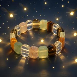 Natural & Original 7 Chakra Stone Pyramid Bracelet (Stretchable) For Men & Women (1 Pc)