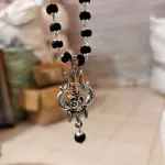 OM Shiva Trishool Silver Karungali Mala original| Black Ebony Wood Original Beads Wood Necklace